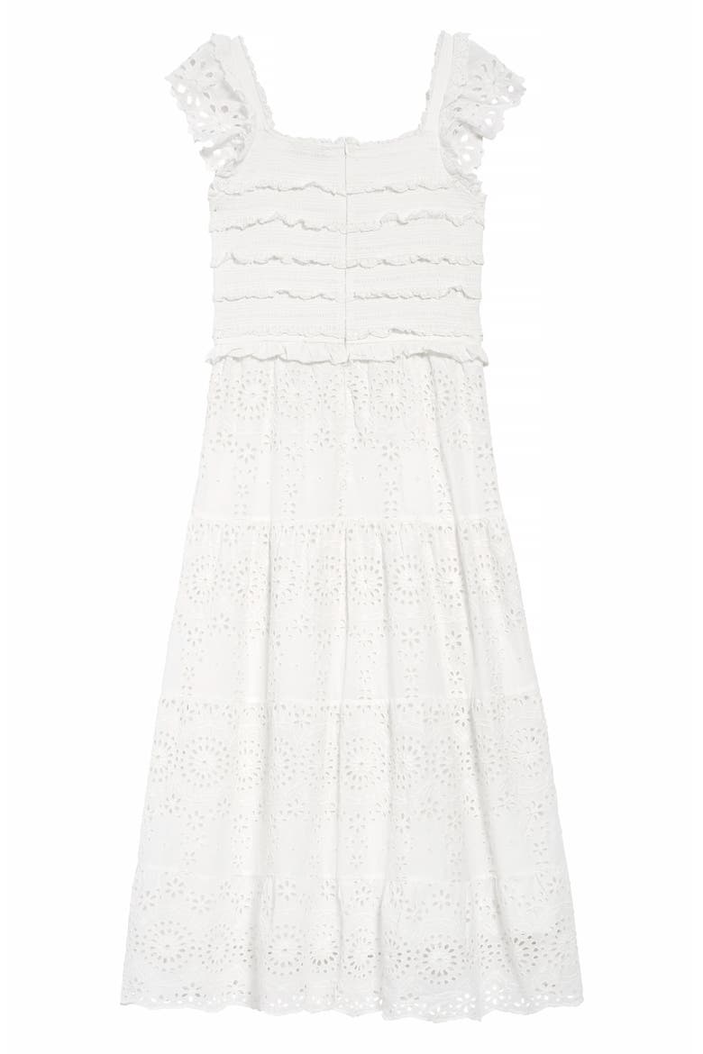 Sea Daisy Smocked Cotton Eyelet Dress, Alternate, color, OFF WHITE