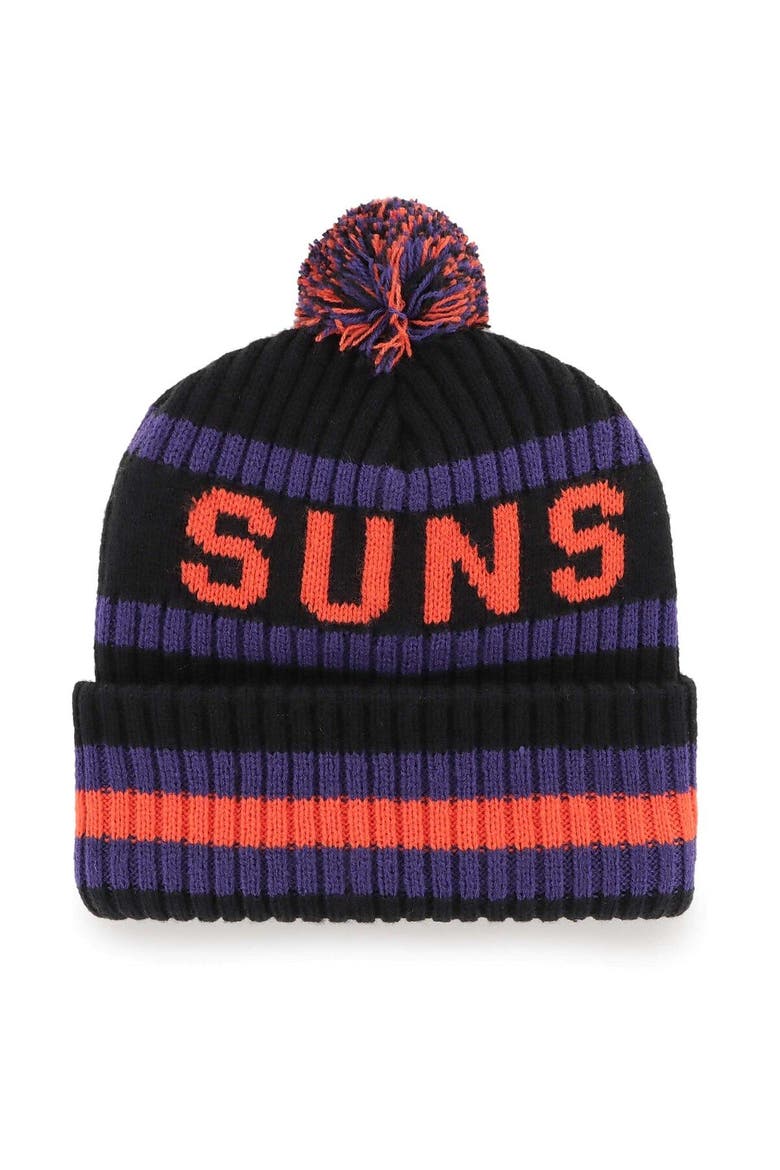 Men's '47  Black Phoenix Suns Bering Cuffed Knit Hat with Pom, Alternate, color, Black