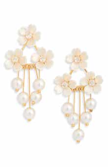 EYE CANDY LOS ANGELES Regina Faux Pearl Flower Statement Earrings