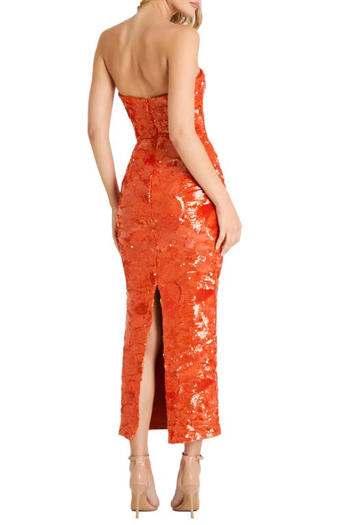 Helsi Leslie Pattern Sequin Strapless Gown In Orange