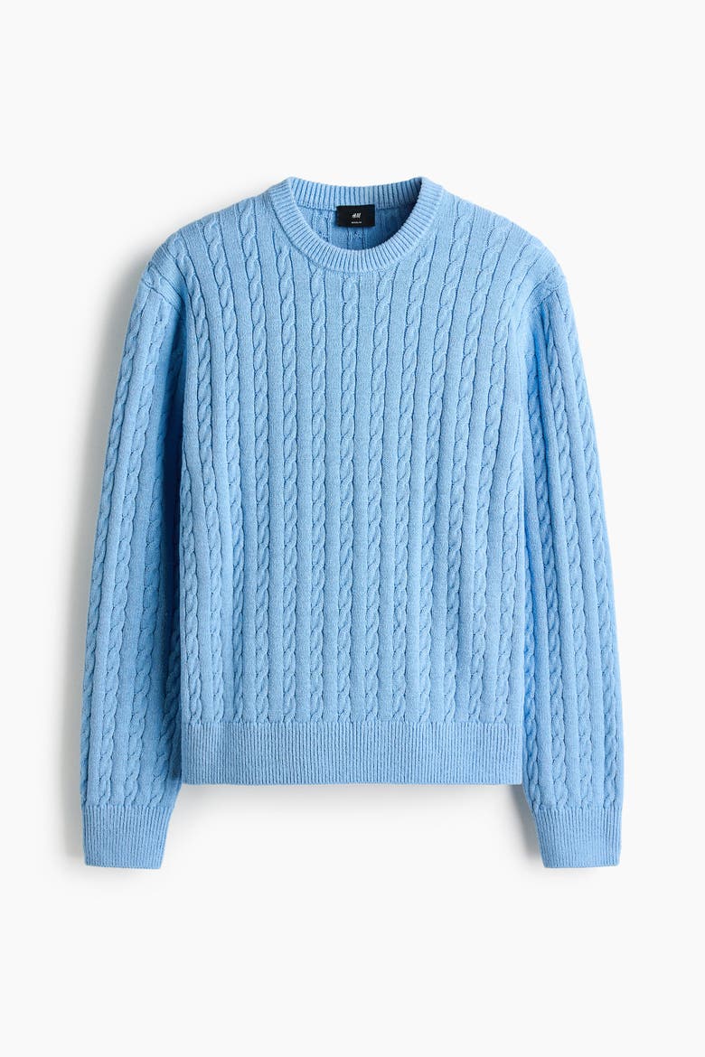 Regular Fit Cable-knit Jumper, Alternate, color, Light blue