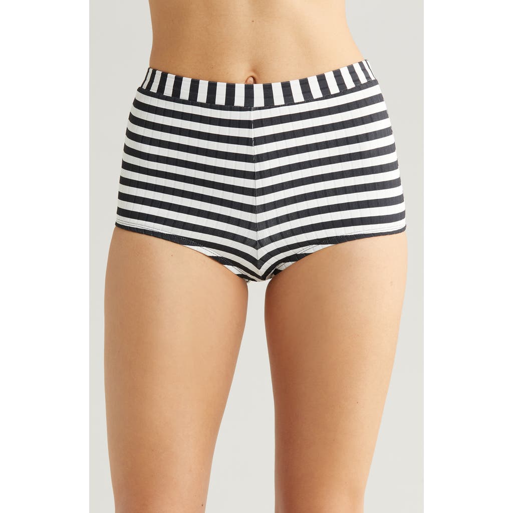 Solid & Striped Baby Stripe Rib Bikini Bottoms in Blackout X Marshmallow  product