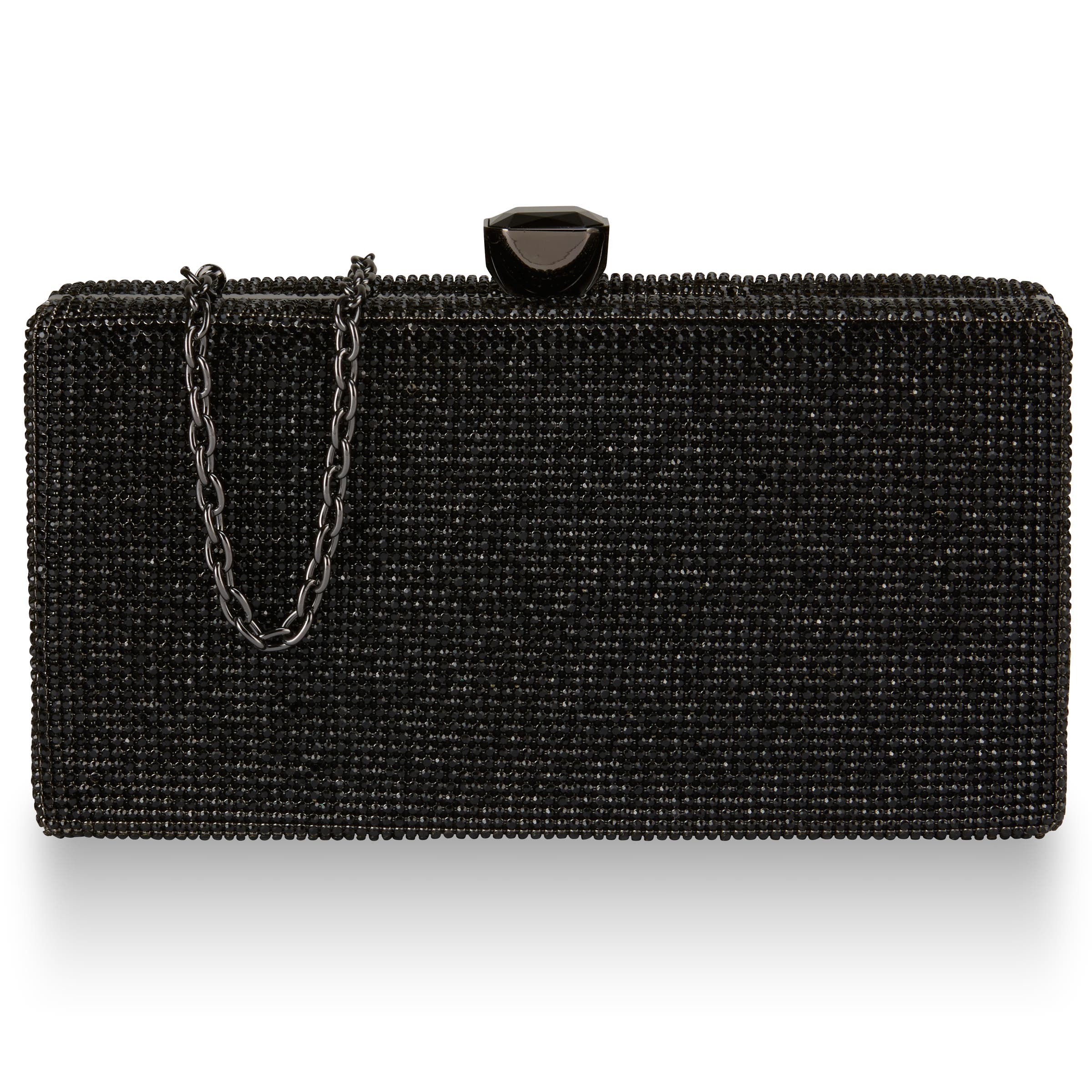 Whiting & Davis Olivia Crystal Top Minaudiere, Alternate, color, Black