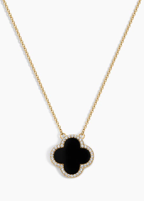 Electric Picks Icon Black Clover Necklace In Gold