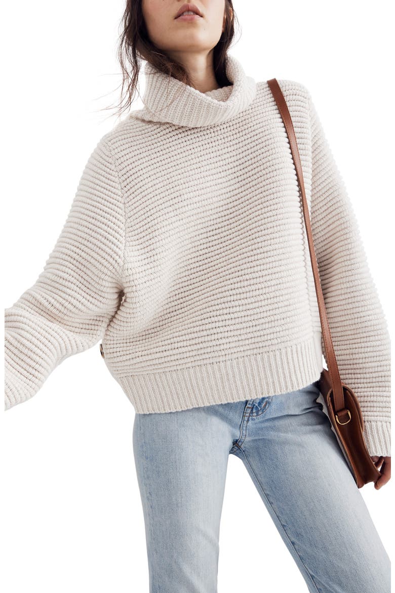 Side Button Turtleneck Sweater, Main, color, HEATHER OAK