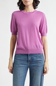 Johnstons of Elgin Honor Short Sleeve Cashmere Crewneck Sweater
