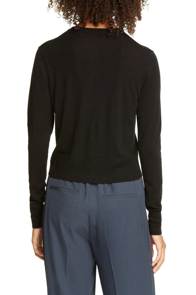 Rib Wool Blend Cardigan, Alternate, color, BLACK