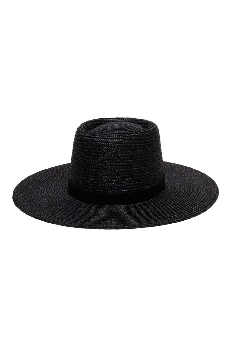 Straw Boater Hat, Main, color, BLACK