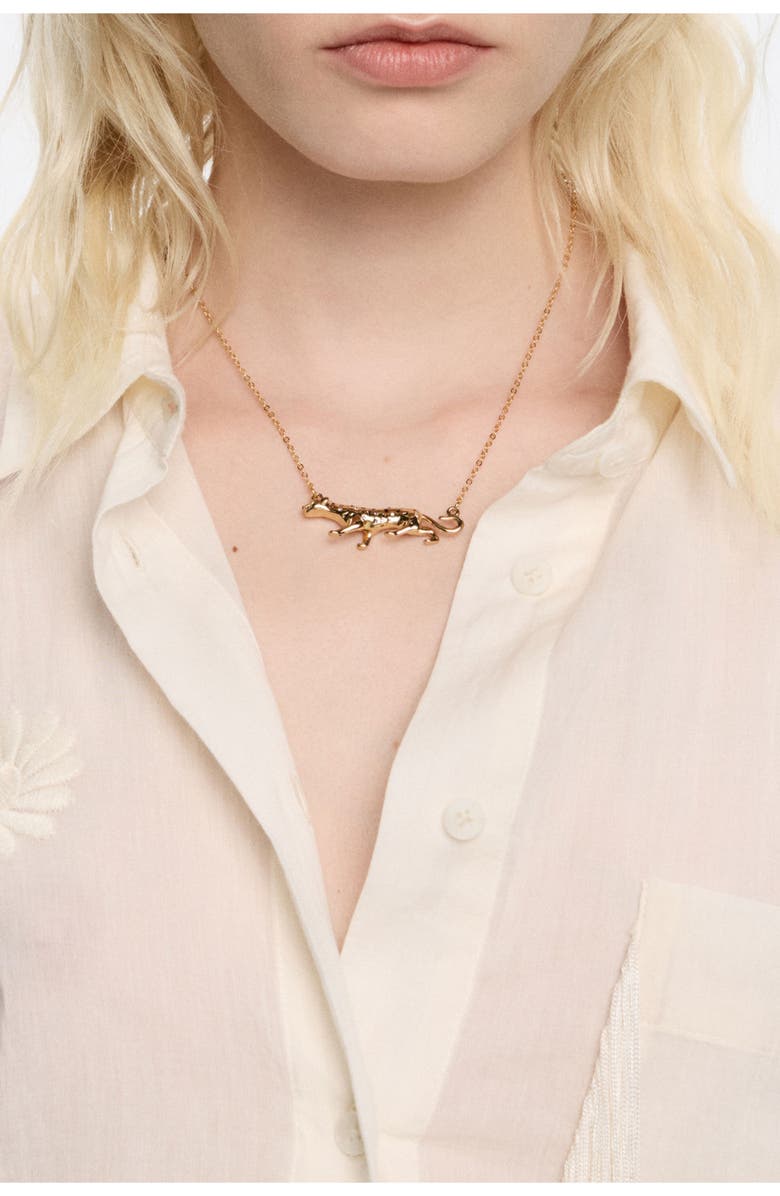 Bimba y Lola Dark Panther Necklace, Alternate, color, Gold