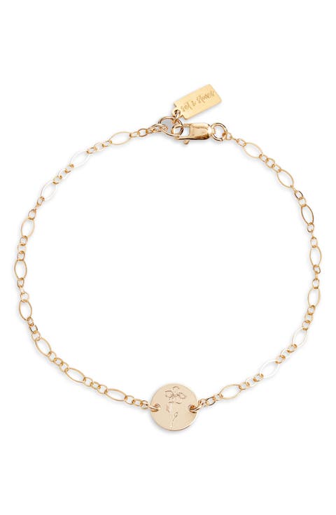 Lily Birth Flower Pendant Bracelet