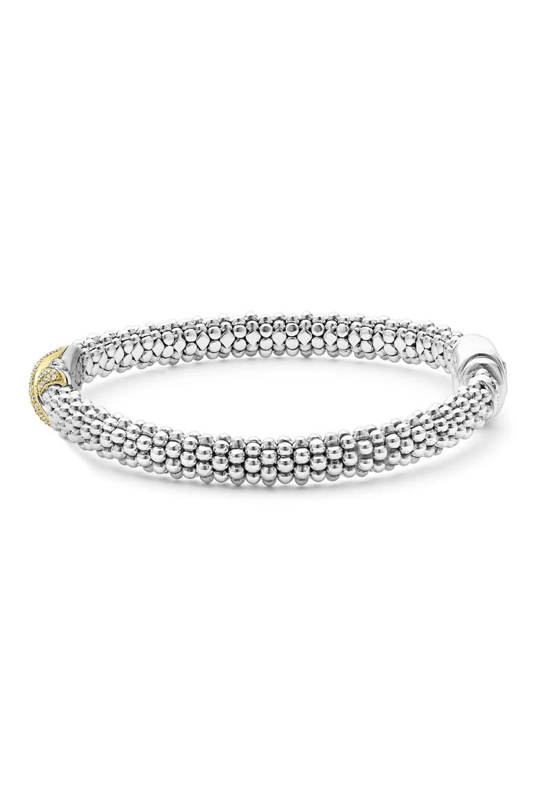 Embrace Pavé Diamond Center X Bracelet, Alternate, color, SILVER