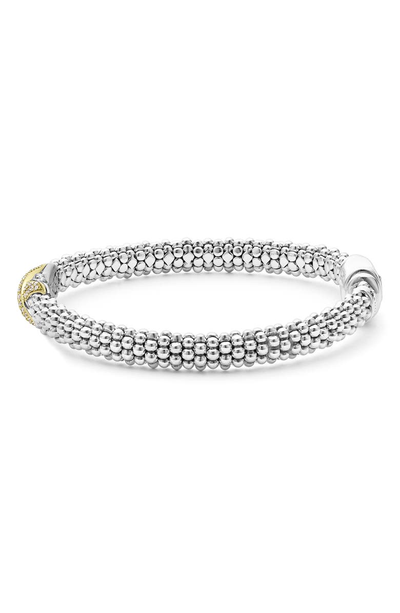 LAGOS Embrace Pavé Diamond Center X Bracelet, Alternate, color, Silver