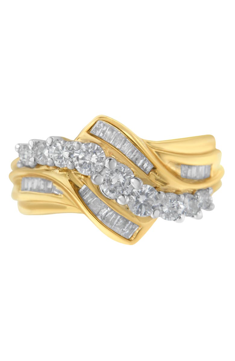 Haus of Brilliance 10K Two-Toned 1.0 Cttw Diamond Bypass Ring, Main, color, Yellow Gold