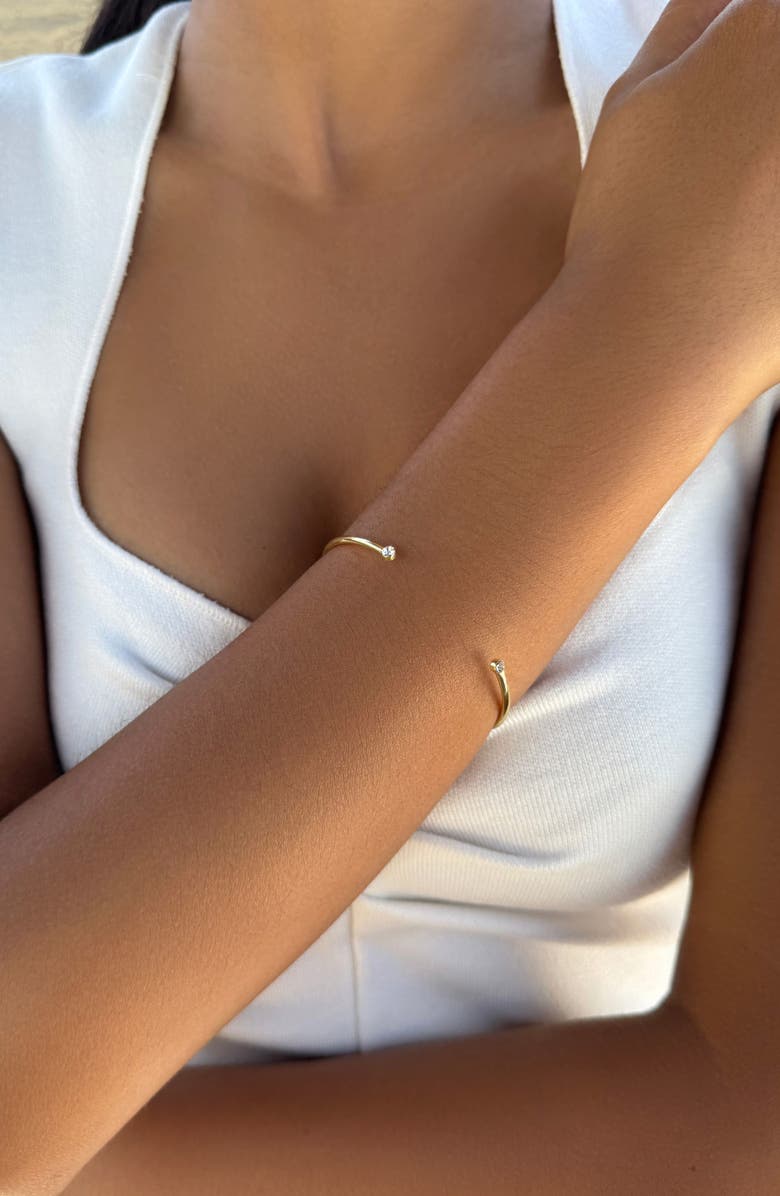 Adornia Crystal Endcap Cuff Bracelet, Alternate, color, Gold