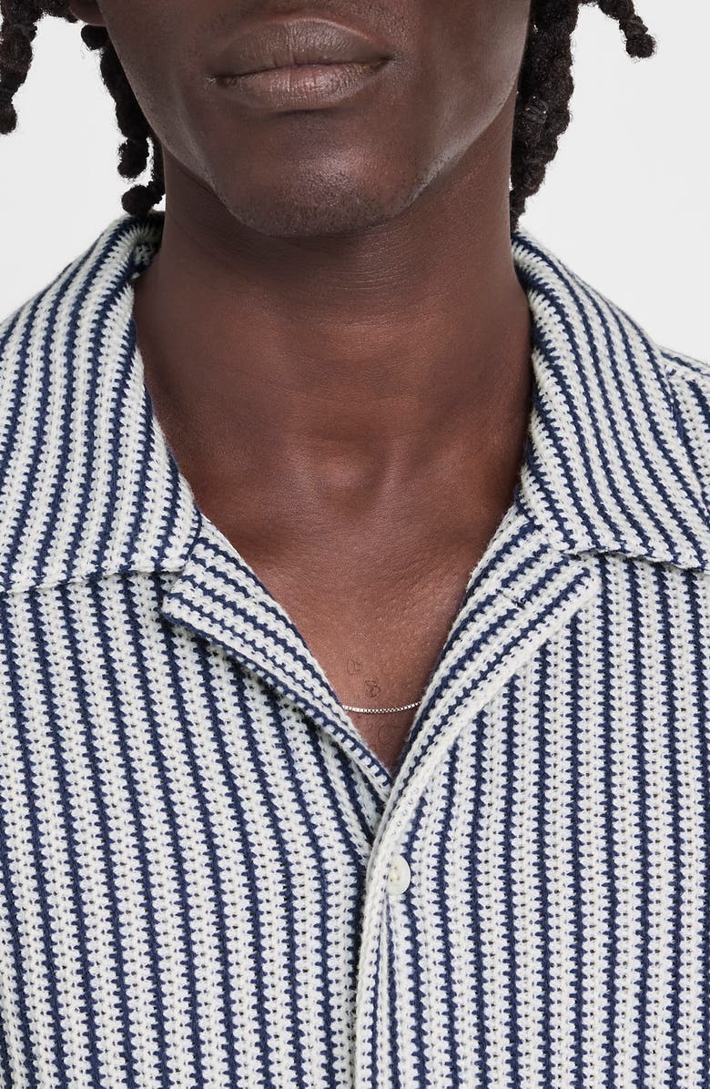 Madewell Textured Knit Camp Shirt, Alternate, color, Deep Water