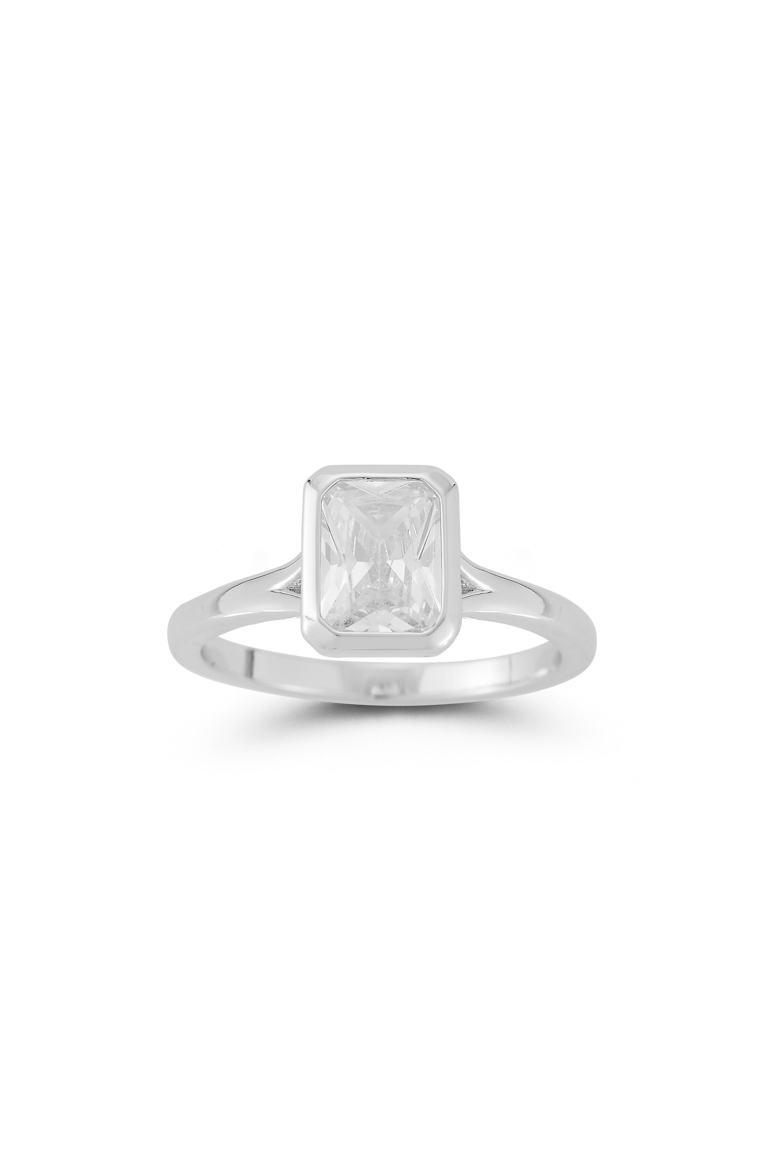 Emerald Cut Cubic Zirconia Signet Ring