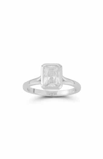 Emerald Cut Cubic Zirconia Signet Ring