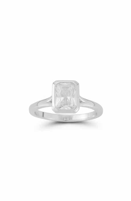 Emerald Cut Cubic Zirconia Signet Ring
