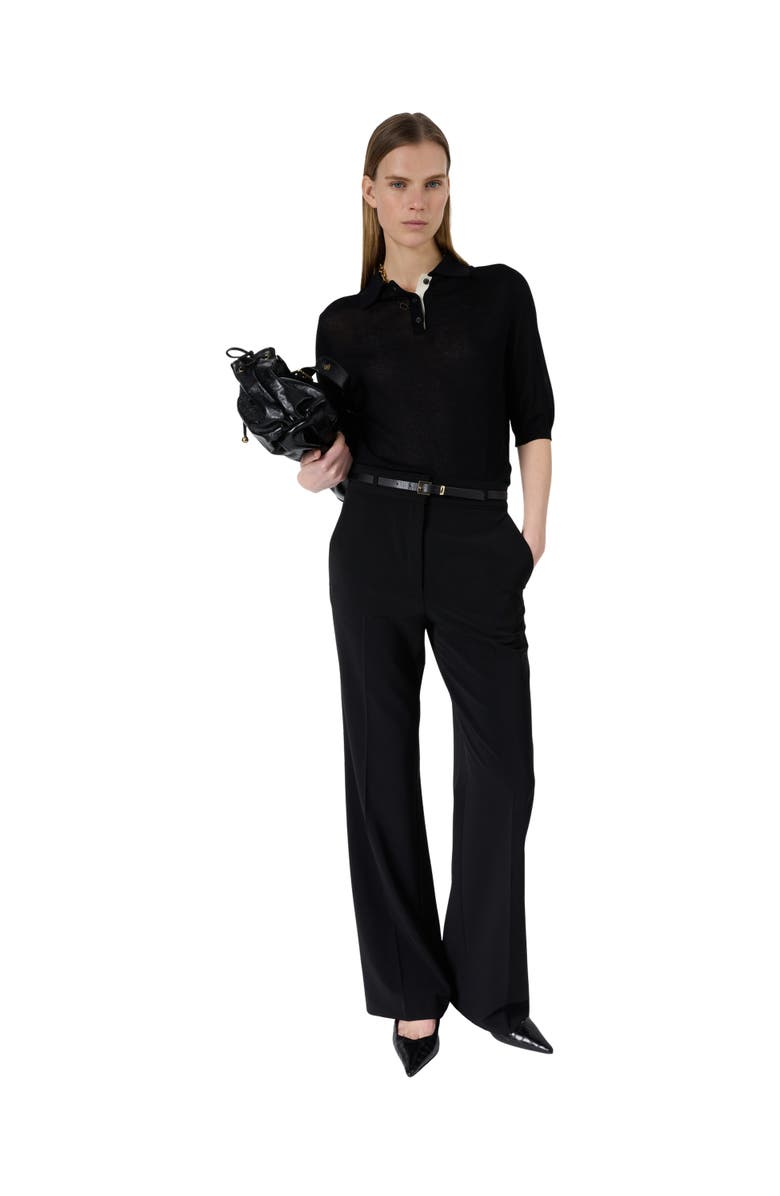 GERARD DAREL Laika Short Sleeve Knit Polo Top, Alternate, color, Black