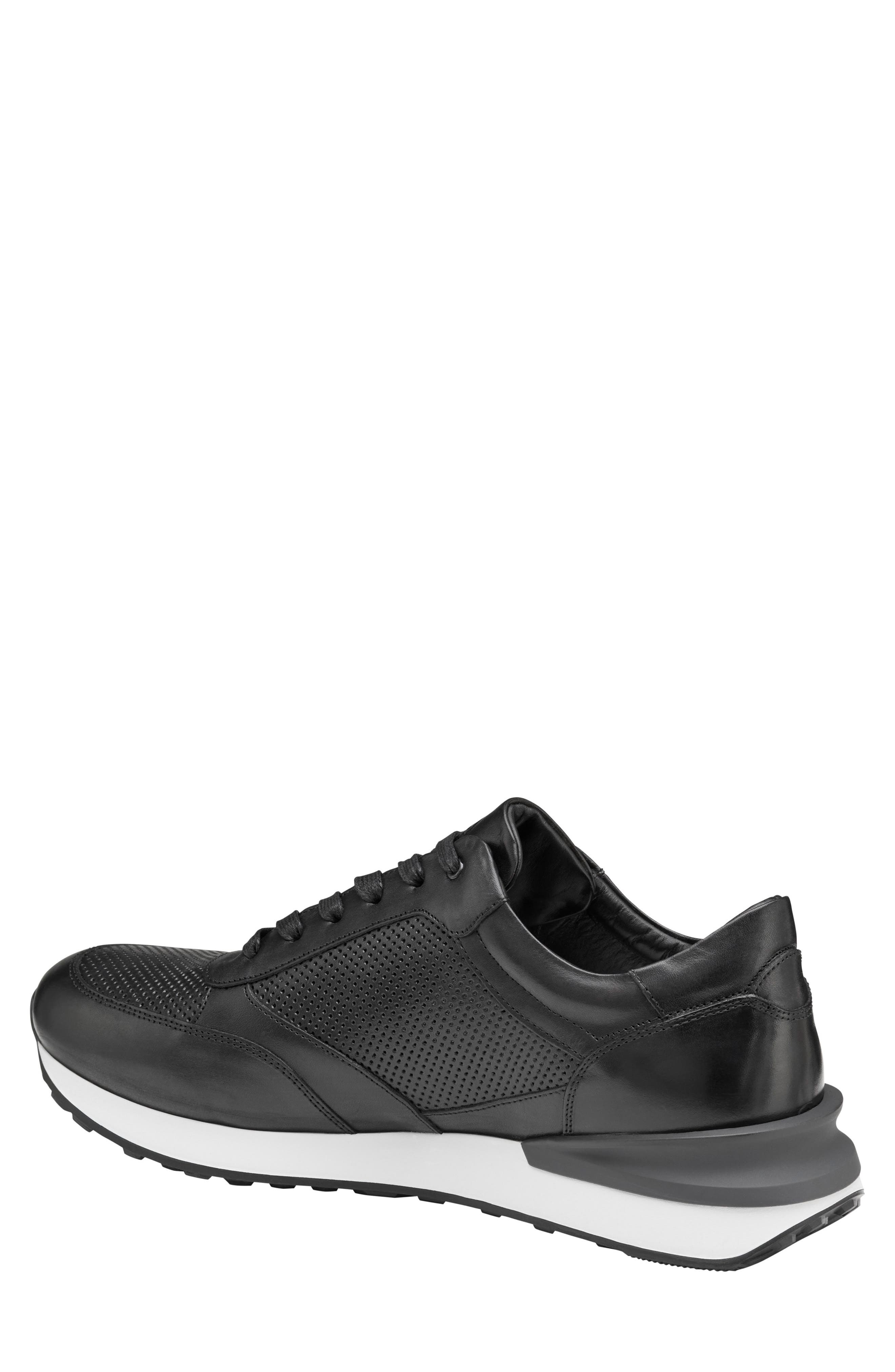 Johnston & Murphy Briggs Perforated Sneaker, Alternate, color, Black Italian Calfskin
