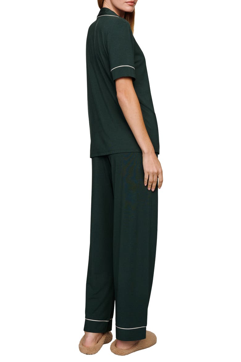 Gisele Short Sleeve Pant Pajamas, Alternate, color, PINE/IVORY
