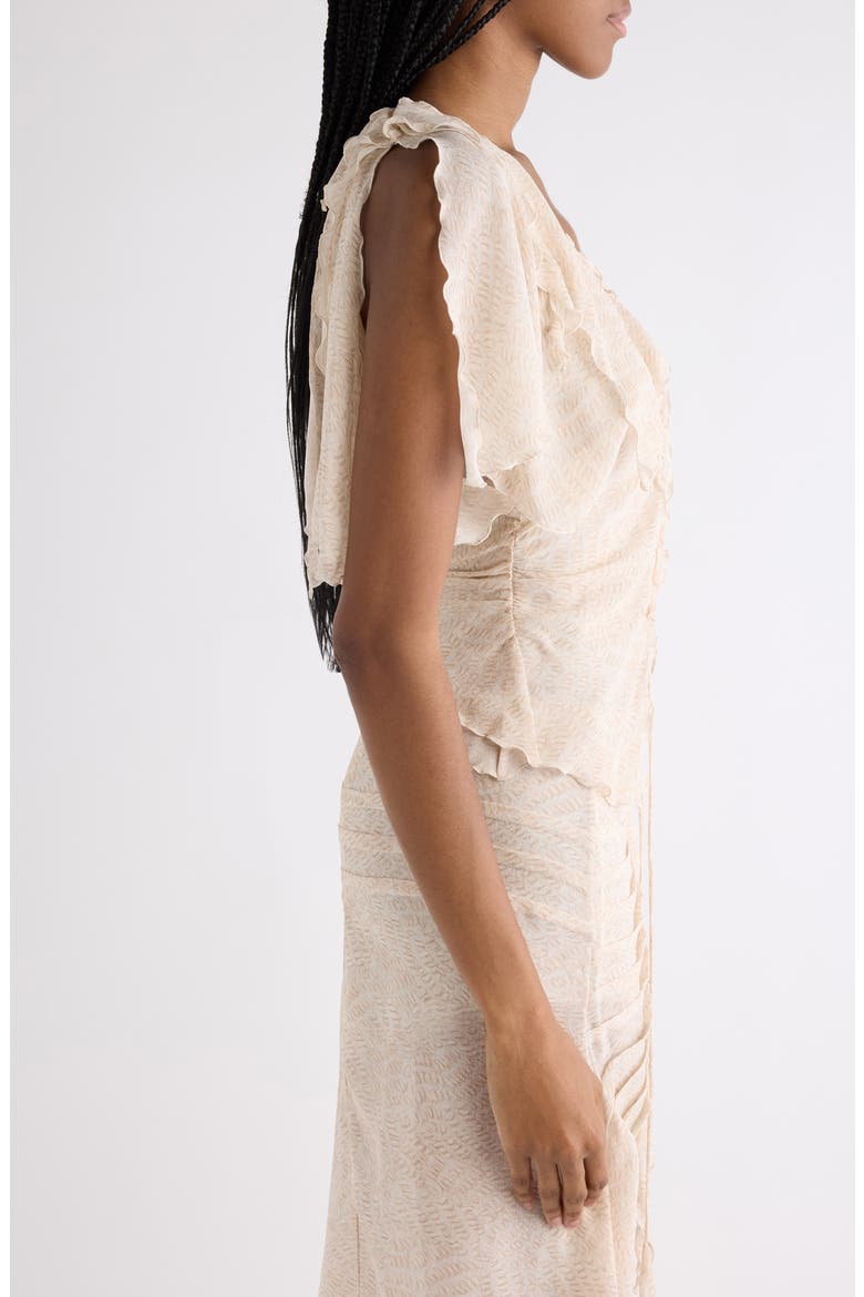 Thanais Print Silk Lace-Up Top, Alternate, color, ECRU