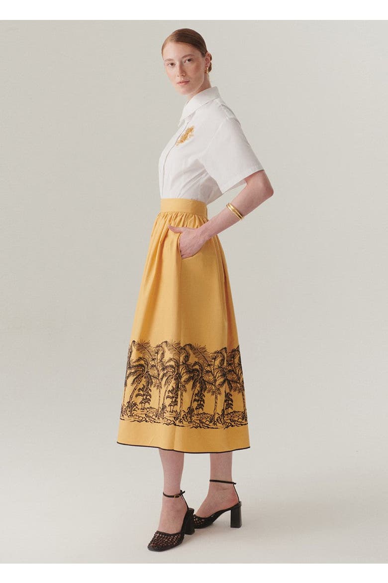 Callie Pleated Skirt, Alternate, color, Camel