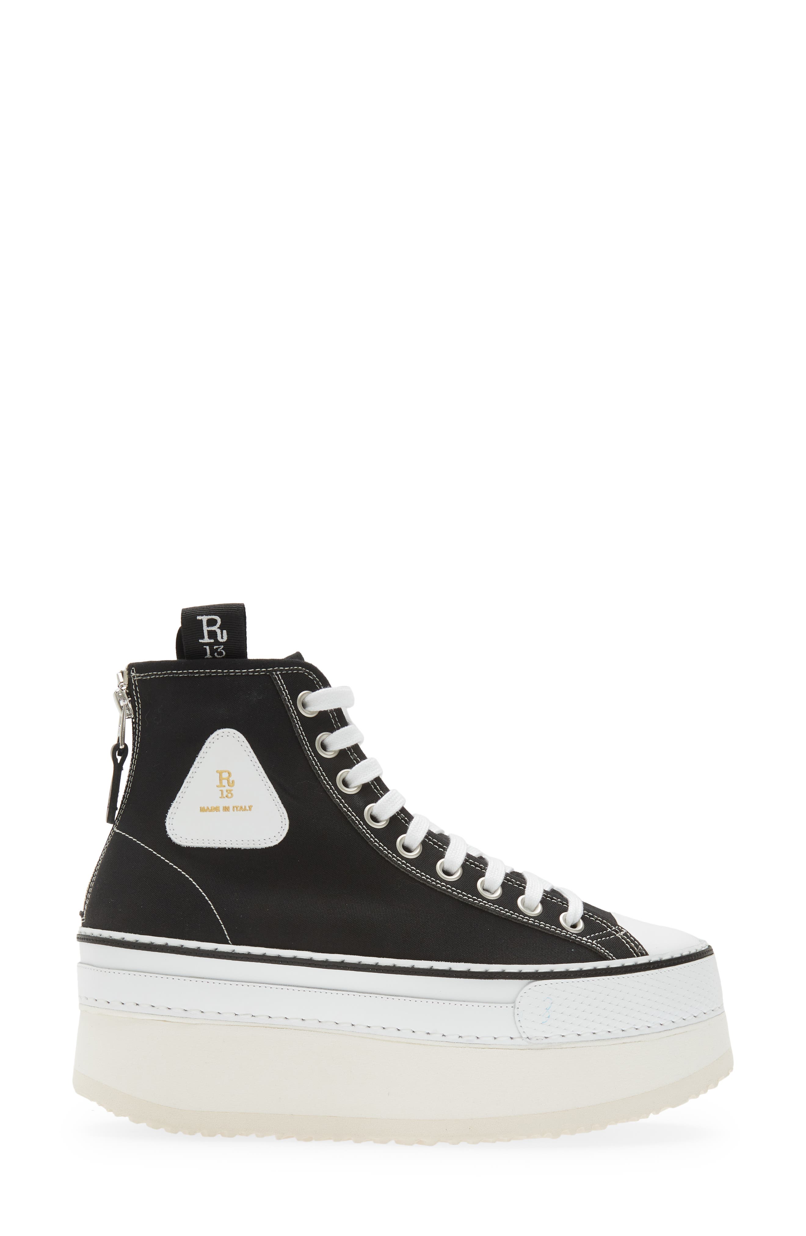 R13 Platform High Top Sneaker, Alternate, color, 150 Black
