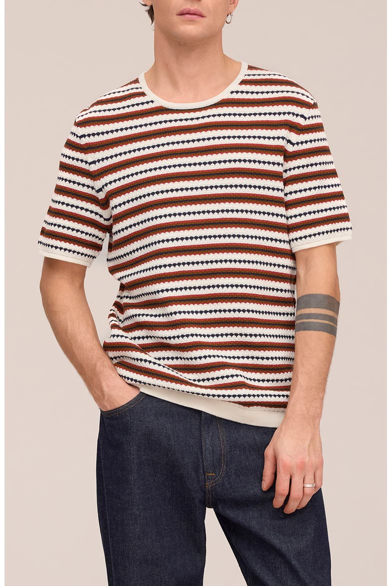 Bari 6686 Short Sleeve Organic Cotton Sweater, Main, color, IVORY MULTI