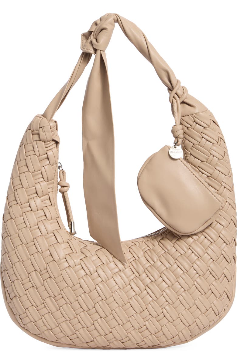 Steve Madden Ginger Woven Shoulder Bag, Main, color, Stone