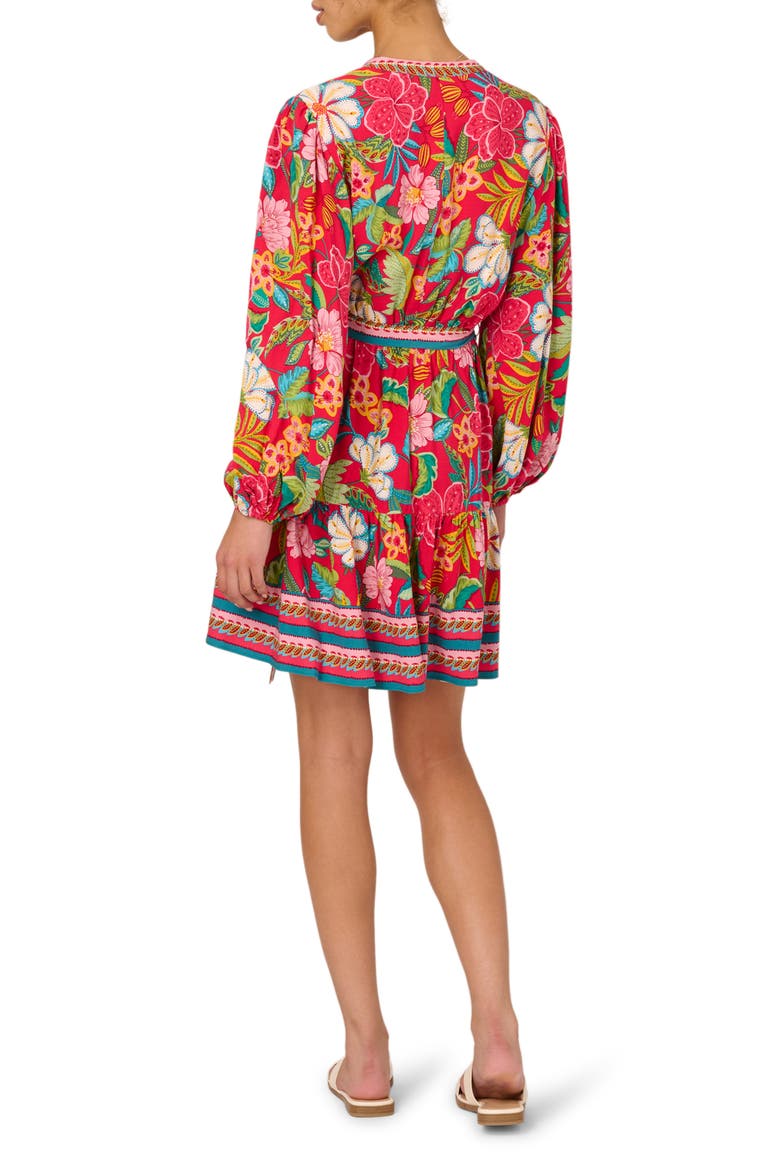 Mixed Floral Print Long Sleeve Dress, Alternate, color, RED MULTI