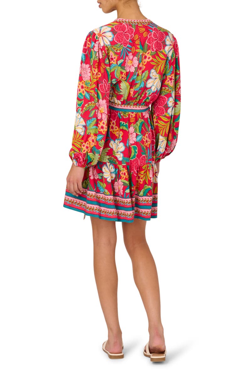Adrianna Papell Mixed Floral Print Long Sleeve Dress, Alternate, color, Red Multi
