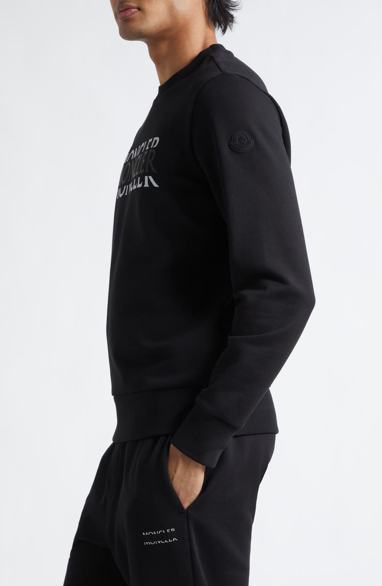 Moncler Logo Embroidered Sweatshirt, Alternate, color, Black