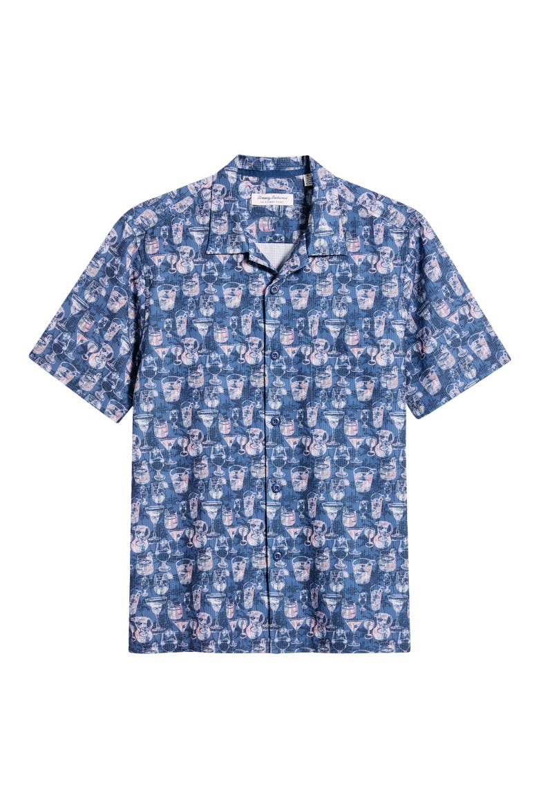 Bahama Coast Mai Tai-Dye Short Sleeve Button-Up Shirt, Main, color, NAVY