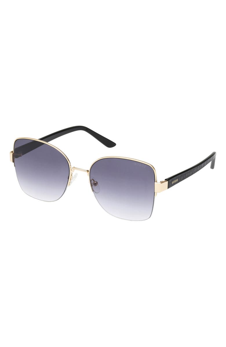 GUESS 59mm Gradient Butterfly Sunglasses, Alternate, color, Gold / Gradient Smoke