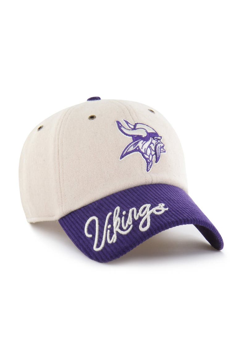Women's '47 Natural/Purple Minnesota Vikings Rope Script Clean Up Adjustable Hat, Main, color, Natural