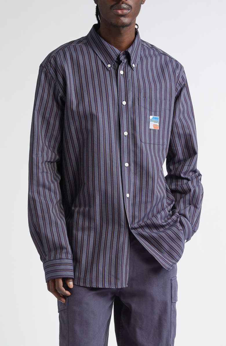 PALMES Deuce Organic Cotton Button-Down Oxford Shirt, Main, color, Dark Blue