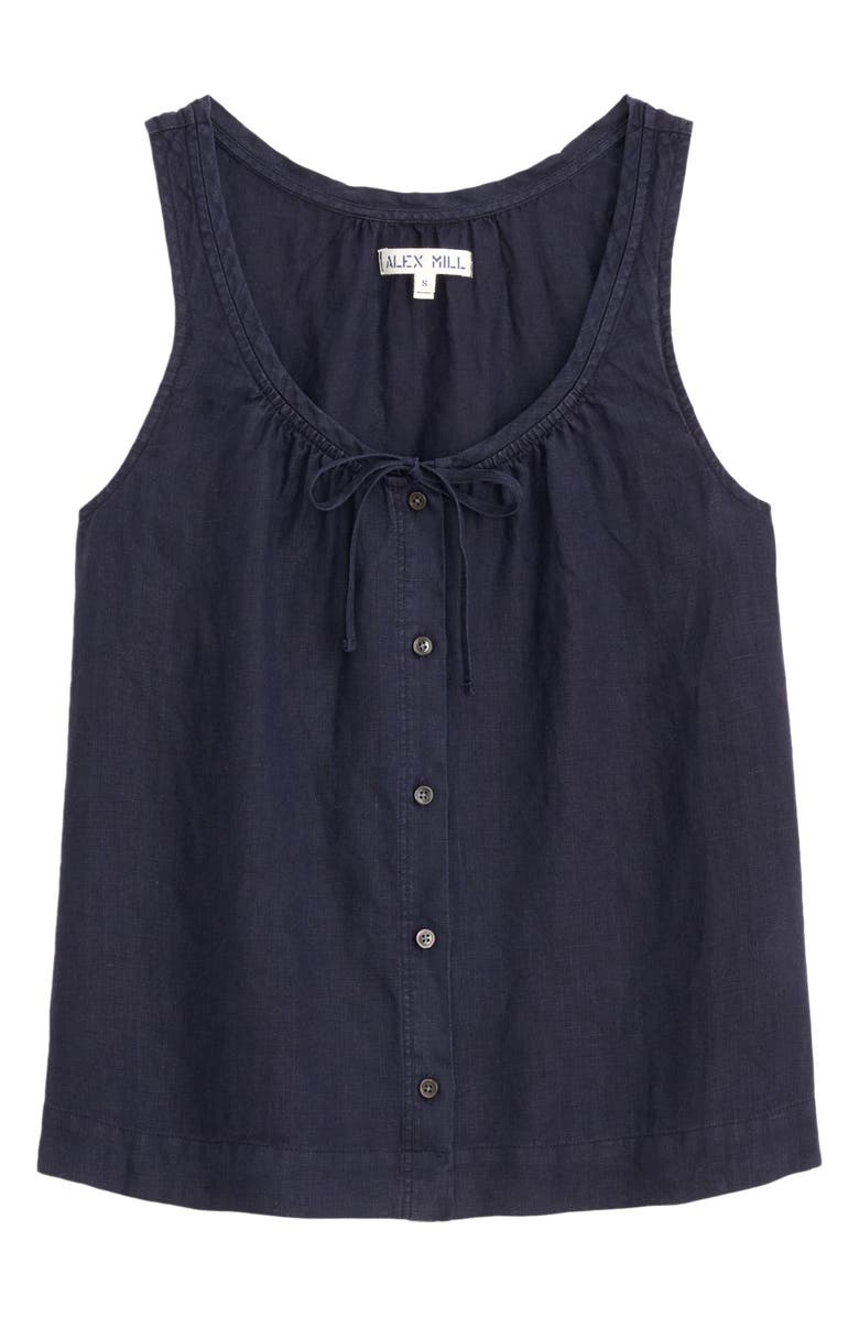 Alex Mill Sidney Sleeveless Linen Button-Up Top, Alternate, color, Dark Navy