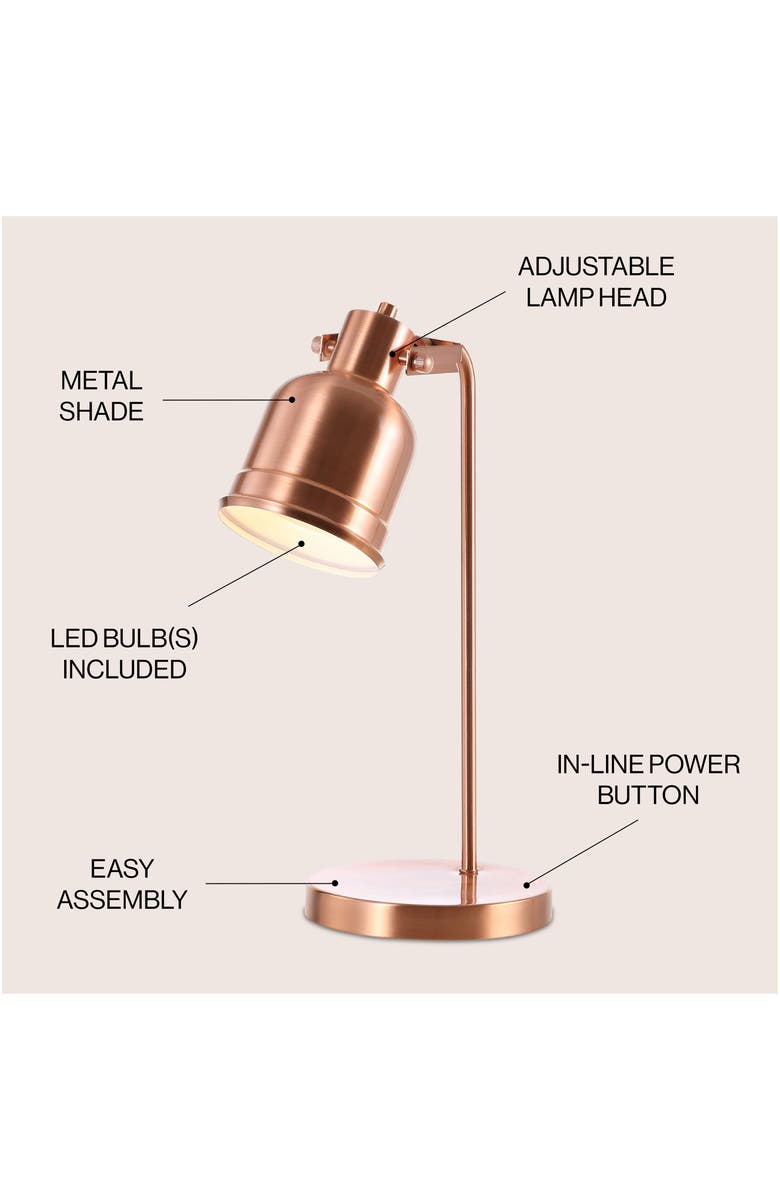 JONATHAN Y Edgar 18" Metal LED Task Lamp, Copper, Alternate, color, Copper