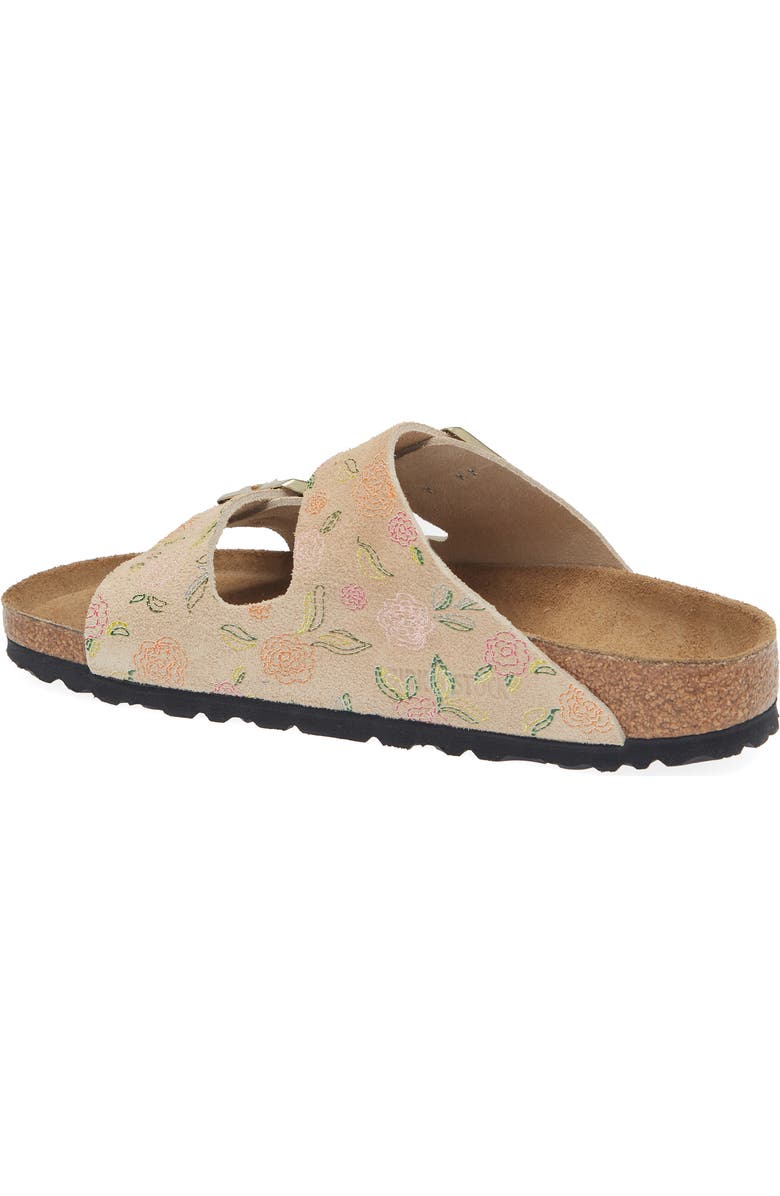 Birkenstock Arizona Flower Print Slide Sandal, Alternate, color, Sandcastle Suede