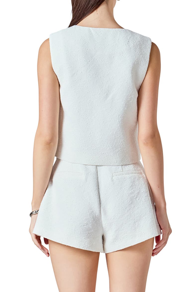 Double Breasted Crop Top, Alternate, color, WHITE