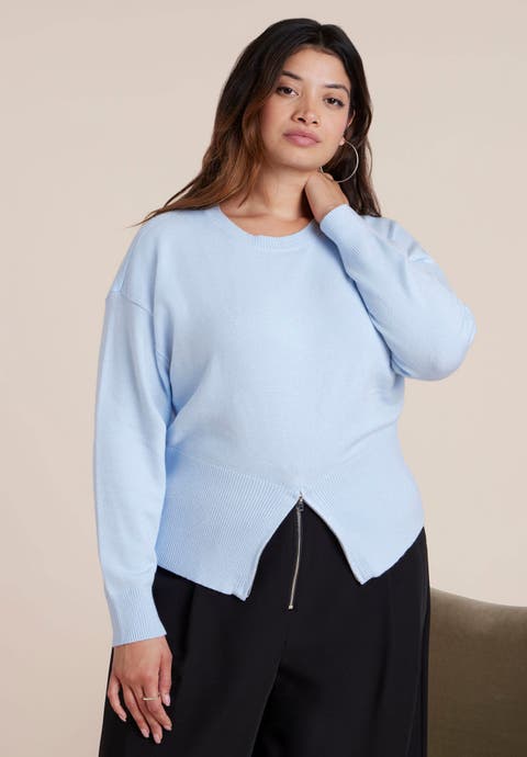 Zipper Hem Sweater (Plus Available)