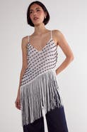 NASTY GAL Studded Asymmetric Fringed Cami Top
