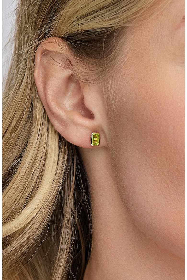 14K Gold Peridot Stud Earrings, Alternate, color, 14K YELLOW GOLD