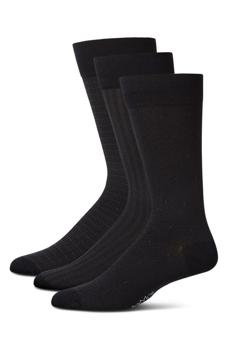 MeMoi Assorted 3-Pack Dress Socks, Alternate, color, Black-Black-Black