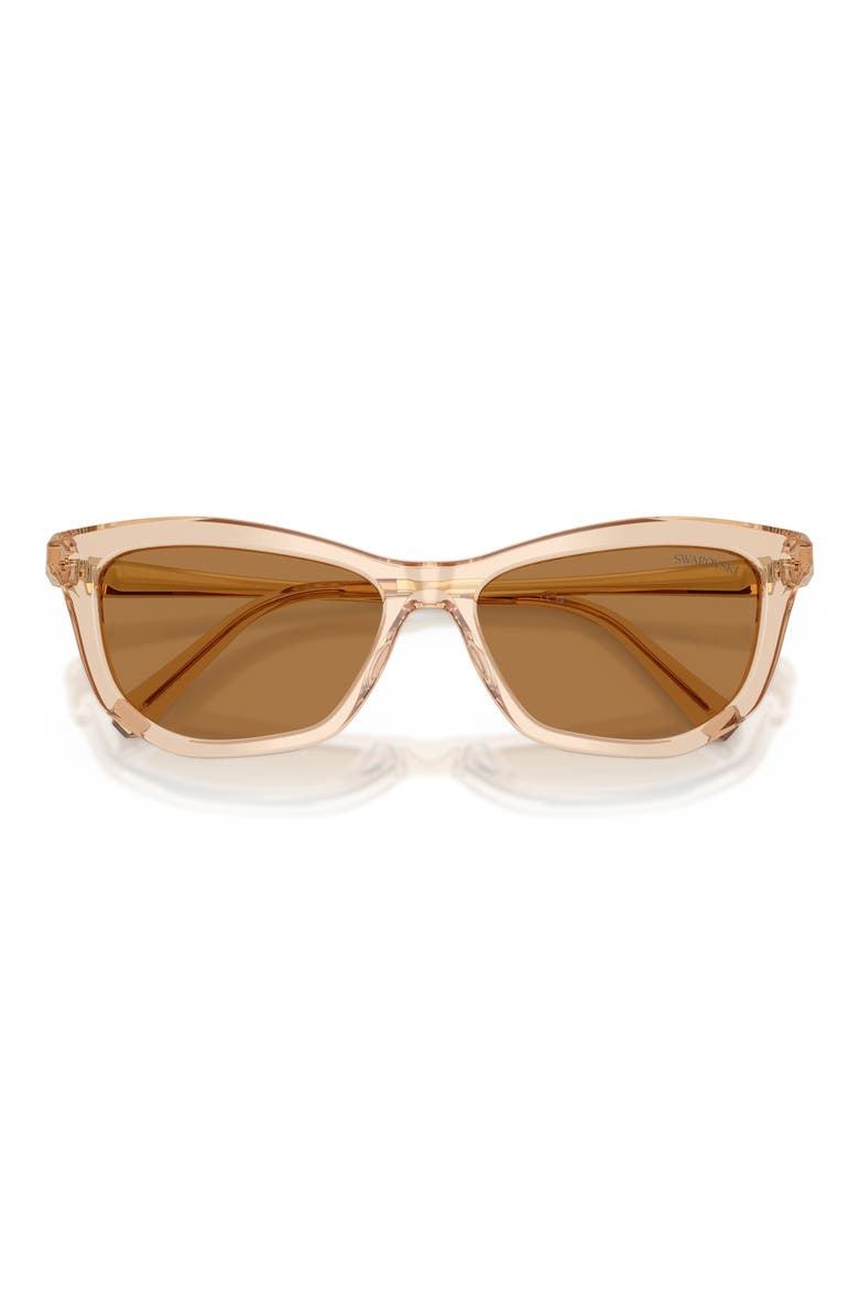 56mm Cat Eye Sunglasses, Alternate, color, TRANSPARENT BEIGE / BRONZE