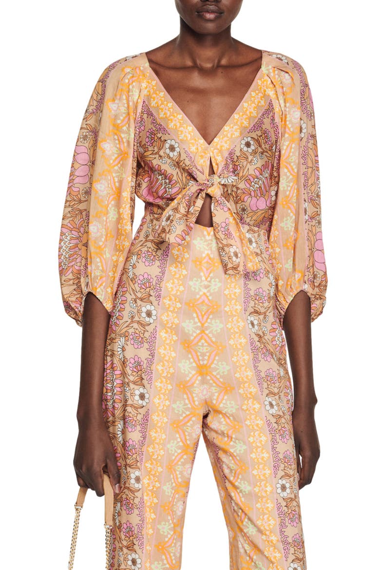 Dieppe Floral Linen Blend Jumpsuit, Alternate, color, BEIGE
