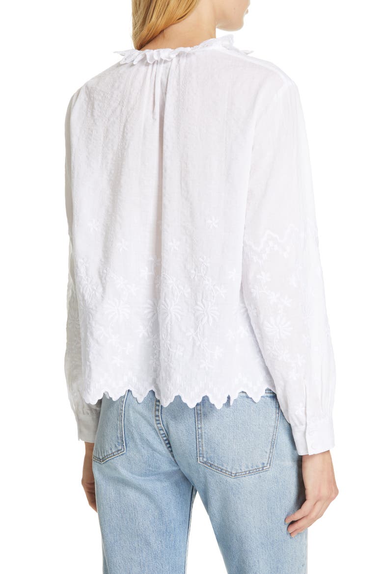 Embroidered Voile Top, Alternate, color, MILK
