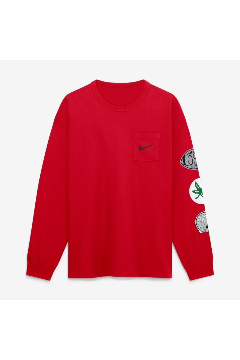 Men's Nike Scarlet Ohio State Buckeyes Academic Long Sleeve Pocket T-Shirt, Alternate, color, Scarlet
