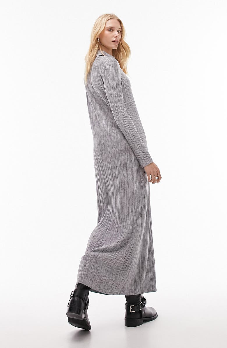 Topshop Split Neck Long Sleeve Midi Dress, Alternate, color, 